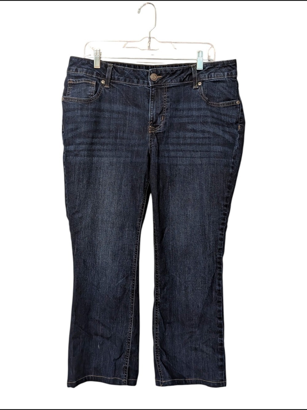 Women Dark Blue Flare Jeans Mid Rise